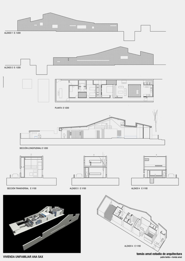 Planos técnicos e imágenes del proyecto arquitectónico Vivienda Ana