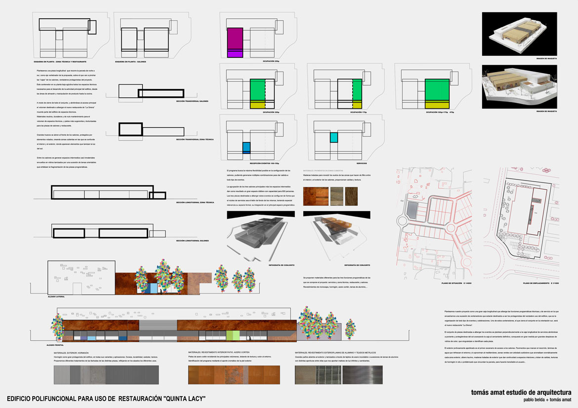 Panel proyecto de arquitectura para salón de celebraciones Quinta Lazy