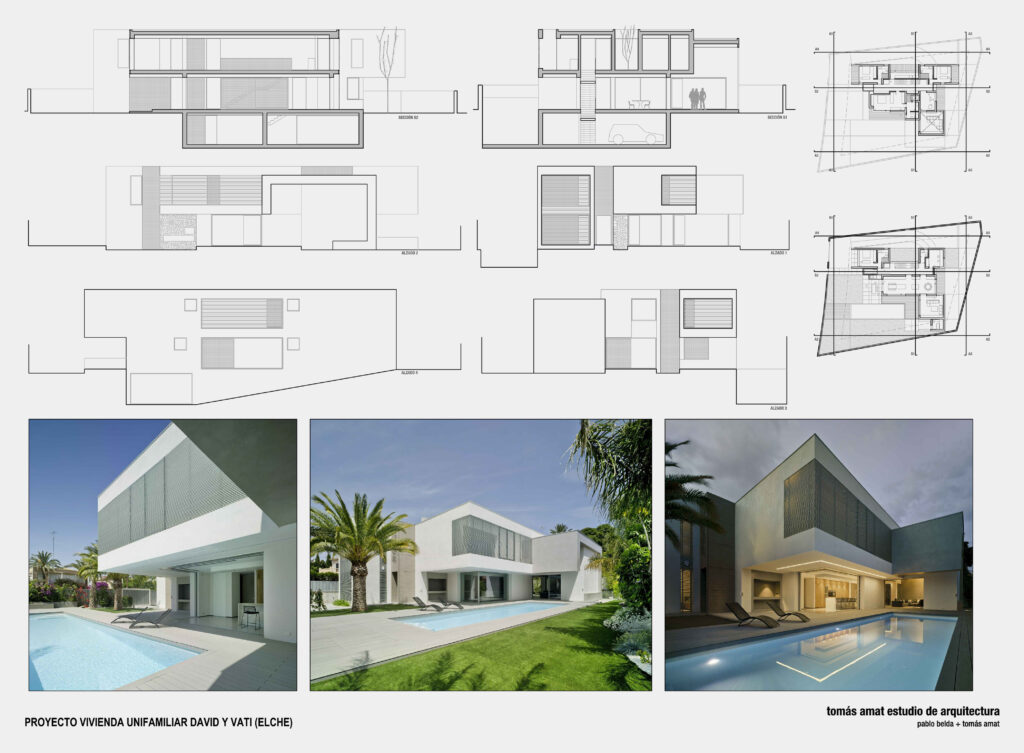 Casa ZuV — panel 3, secciones y vista nocturna