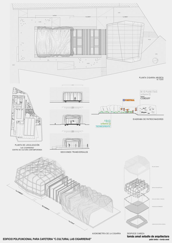 Panel descriptivo del proyecto arquitectónico en la Cigarreras (Alicante)