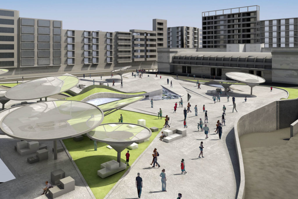 Concurso Plaza Séneca render espacio público